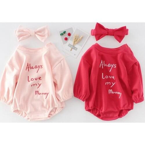 Soft breathable letter printing newborn baby girls romper Spring autumn long sleeve infant kids bodysuit for girls costumes suit
