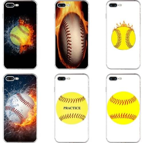98H Fire Yellow Softball Softball Fire Soft TPU Silicone Cover Case For Apple iPhone 6 6s 7 8 plus Case