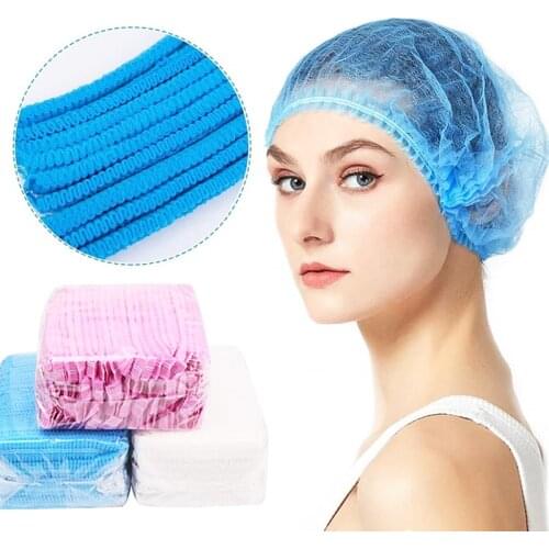 600pcs Double Ribbon Non-woven Disposable Shower Caps Anti Dust Hat Women Men Bath for Spa Hair Salon Beauty Accessories