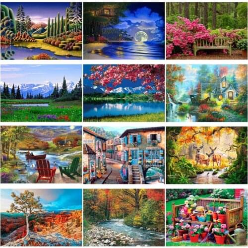 Landscape 5D Full Drill Diamond Painting Embroidery Cross Stitch Kits DIY Rhinestone Crystal Home Decoration Art Craft 40*30cm