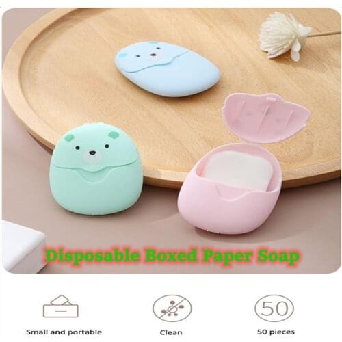 50/100pc Disposable Boxed Paper Soap Travel Portable Hand Washing Box Mini Soap Paper Home Bathroom Products Soap Slice Sheets