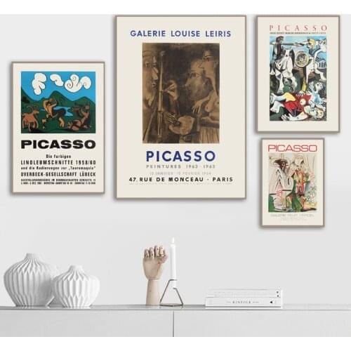 Retro Vintage Decor Poster Modern Fashion Oil Painting Picasso Abstract Wall Art Living Room Home Decoration Frameless