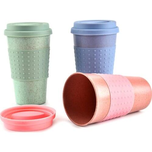 Reusable Water Cup Cola Coffee Cups Wheat Straw Healthy Drink Bottle Multi-Functional With Lid Coffee Mug Portable Travel Mugs