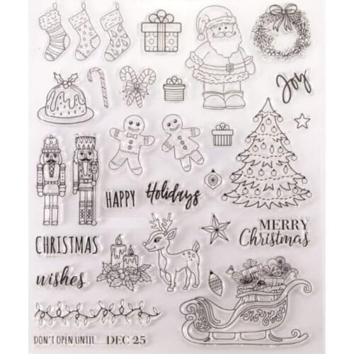 Christmas Deer Transparent Clear Silicone Stamp Seal DIY Scrapbook Rubber Stamping Coloring Embossing Diary Decoration Reusable