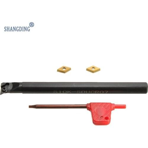 S10K-SDUCR07 Lathe Turning Tool Holder +2 Pcs DCMT0702 Carbide Inserts With T8 For Semi-finishing/Finishing