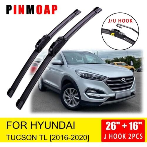 For Hyundai Tucson 2016 2017 2018 2019 2020 Front Wiper Blades Brushes Cutter Accessories U J Hook