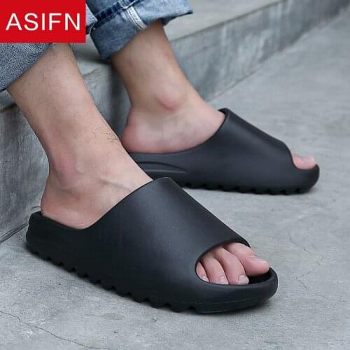 ASIFN Summer Slippers Men Couple Female Solid Color Serrated Edge Breathable Flip Flops Flat EVA Thick Sole Slides Mens Sandals