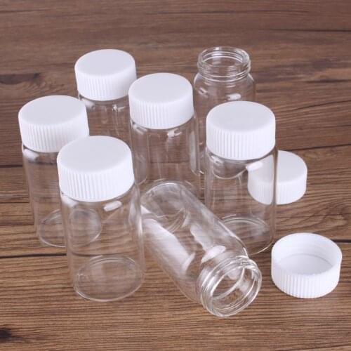 3Pcs 50ml Glass Bottles with White Plastic Caps Spice Jars Glass Vessels Potion Bottles Candy Bottles for Wedding Favors 37*70mm