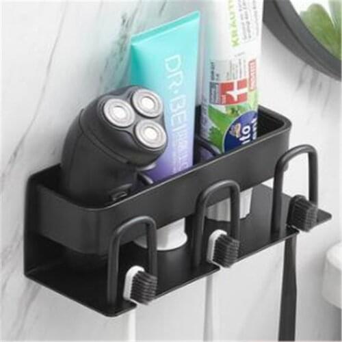 Bathroom Organizer Cup Toothpaste Toothbrush Holder Stainless Steel Rack