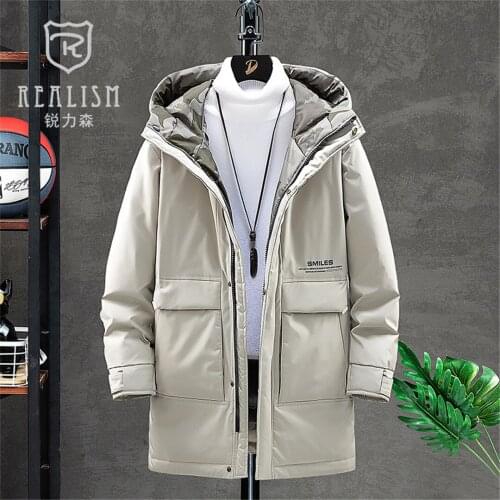 Winter Men Long 90% White Duck Down Jacket Thick Warm Hooded Fashion Jackets Casual Coats Mens Brand Clothing Windbreaker Coats