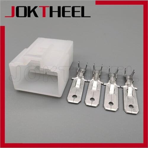 1/5/10/20 set 4 pin way 6.3mm unsealed kit male white connector auto electric wire harness Oxygen Sensor plug