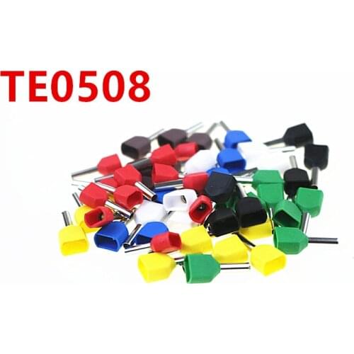 100PCS type double pipe insulated cold-press terminal Needle end Multicolor optional default red TE0508