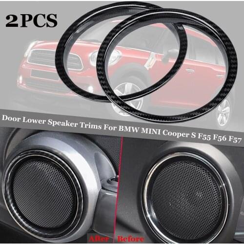 2pcs Door Lower Speaker Trims Carbon fiber style pattern High Quality ABS Plastic Trim Decor For BMW MINI Cooper S F55 F56 F57