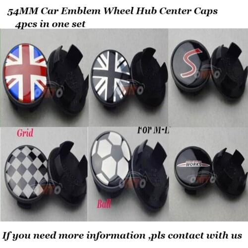 4pcs/set 54mm Car Logo Badge Emblem Rims Wheel Hub Center Caps Label for Mini R50 R52 R55 R56 R57 R58 R59 R60 R61 Car Covers