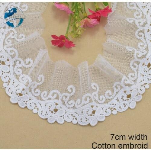 7cm white lace cotton embroidery lace french lace ribbon fabric guipure diy trims warp knitting sewing Accessories#3712