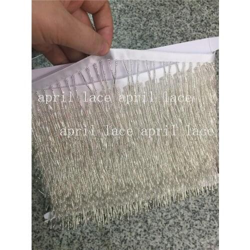 A009 # 10 yards/bag 5cm width black/silver color beads ribbon fringe tassel for garment/party /wedding bridal gown dress