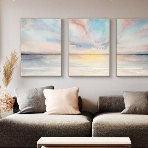 Abstract Pink Sea Cloud Canvas Painting Nordic Plakaty Druki Modern Canvas Art for Living Room Fashion Wall Art Picture Poster
