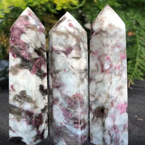 70-90mm Natural Crystal Tower, Plum Tourmaline Quartz, Room Home Aquarium Reiki Healing Decoration