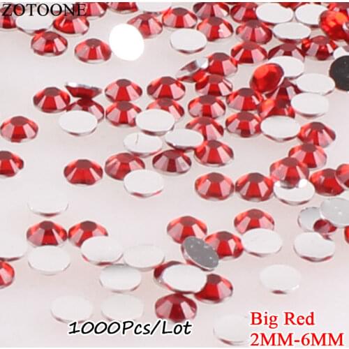 ZOTOONE DIY 2-6MM Crystal Red Strass Resin Flatback Hotfix Rhinestones Clothes Nails Art Decoration Beads For Phones Bags Shoes