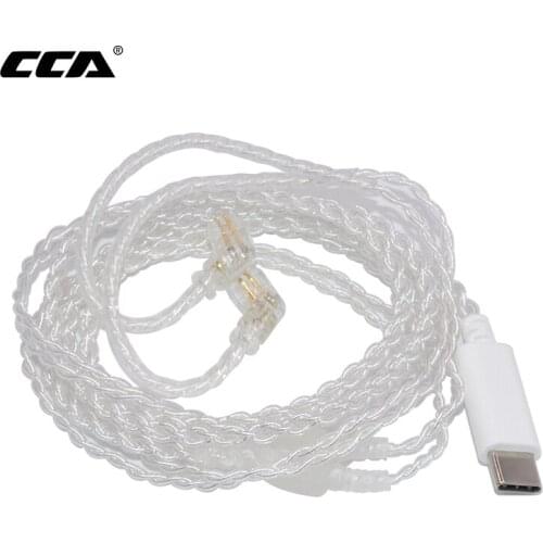 CCA Type C Silver Plated Cable Silver Plated Earphones Cable B C 2 Pin Upgraded 8 Core Replaceable Wire for KZ ZSX ZS10 ZSN PRO