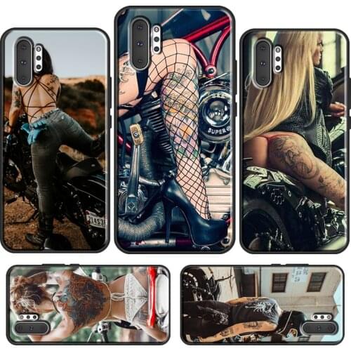 Motorcycle girl Sexy tattoos Case For Samsung Galaxy S10 S8 S9 S20 S21 Plus Note 20 Ultra 10 9 S10e S20 FE Phone Cover