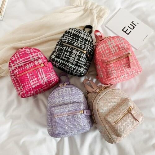 Childrens Backpack Checkered Women Bag Backpack One-Handed Bag Baby Leisure Travel Bag Kids girls Fashion Cute school bookbag