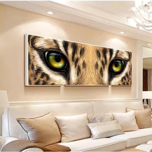 Wild Animal Lion Tiger Eye Gaze Oil Painting on Canvas Wall Art Posters Prints Wall Pictures for Living Room Home Wall Cuadros