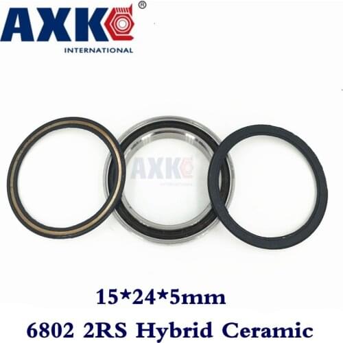 Rolamentos Axk 2pcs S6802-2rs 6802-2rs 6802 2rs 61802 Stainless 440c Hybrid Ceramic Deep Groove Ball Bearing 15x24x5mm S6802