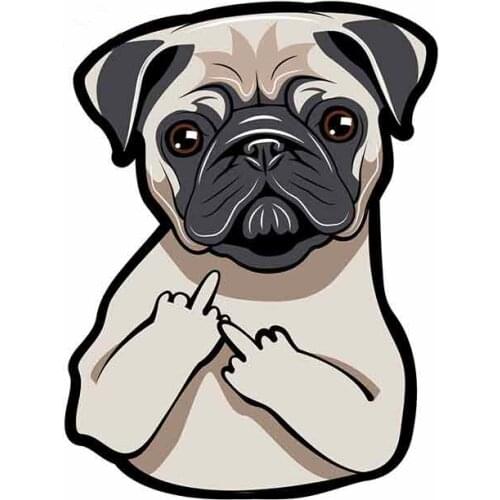LLY-0573 Hot Sell Cartoon Funny Rude Pug Dog Modeling Decal PVC Car Sticker Accessoriesfor Laptop Luggage Waterproof Decals