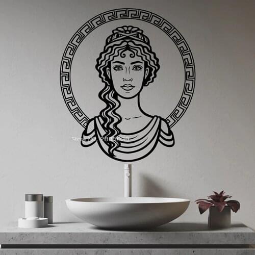Greek Girls Face Vinyl Wall Decal Greece Ornament Beautiful Woman Goddess Stickers Sacred Home Decor Decals Big Size LC1524