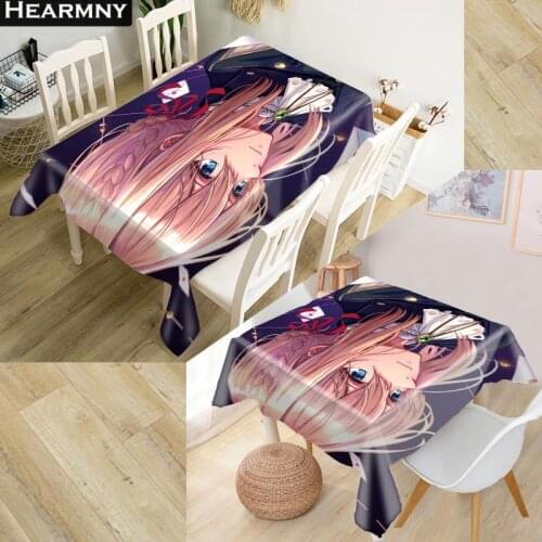 HEARMNY Violet Evergarden Tablecloth 3D Oxford Fabric Square/Rectangular Dust-proof Table Cover For Party Home Decor TV Covers