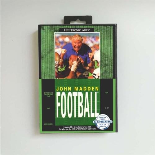 John Madden Football - USA Cover With Retail Box 16 Bit MD Game Card for Sega Megadrive Genesis Video Game Console