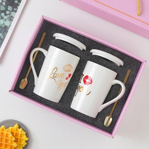 Ceramic Mug Creative Couple Mug Wedding Accompaniment Souvenir Gift Cup Milk Coffee Cup Wholesale Tea Cup Set