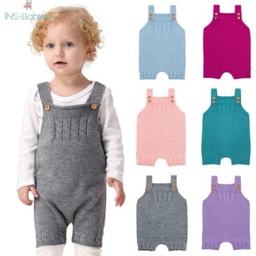 Ins Children Clothing Autumn Sweater Jumpsuit New Solid Color Knitting Climbing baby girls clothes Winter6m-24m outwear infants