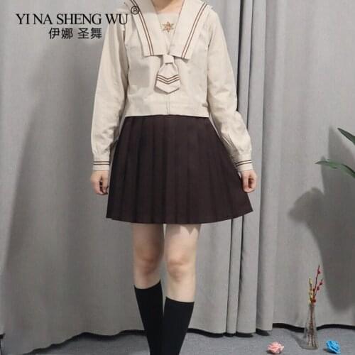 Korean Japanese Version Women Long sleeves JK Set Anime Cosplay Costumes Student School Uniform Skirt Plaid Navy Sailor Clothing