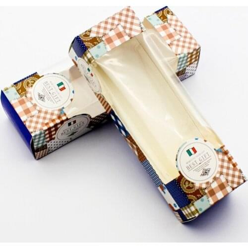 10PCS Cake Roll Boxes Small Macaron Box With Window Italian Flag Baking Candy Paper Packaging Box Gift Boxes Wedding Party Favor