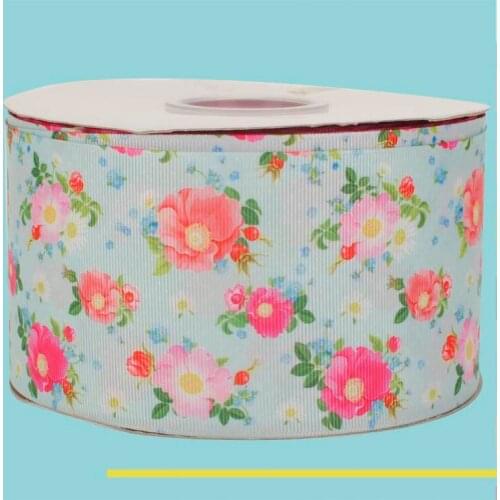 3" inch 75 mm 7.5 cm beautiful flowers printedgrosgrain ribbons for wedding decoration