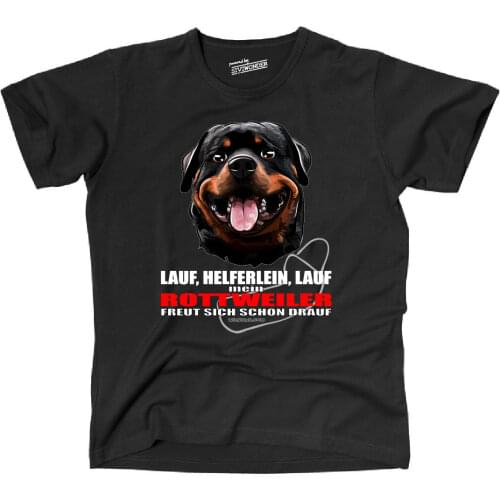 Print Round Neck Man TWILDA T-Shirt Hunde Lauf Helferlein ROTTWEILER Fun By WILSIGNS Siviwonder Print T-Shirts