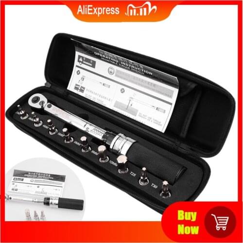 1/4inch 1-25NM Click Adjustable Torque Wrench With Socket Bit Bicycle Bike Repair Spanner Tools Kit Set Tool Hand Tool Set