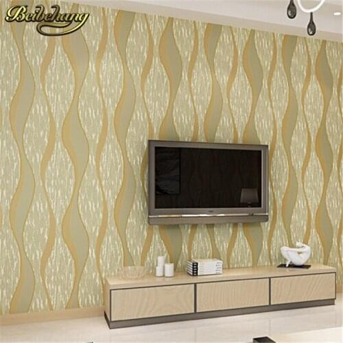 Beibehang Non-woven Wallpaper Embossed Flocking 3d Wave Striped Wall Paper Modern Minimalist Style Design Wall covering