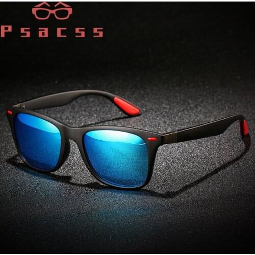 Psacss BRAND Square Polaroid Sunglasses Men Driving Fishing Classic Sun Glasses Male Vintage Black Sunglass gafas de sol hombre