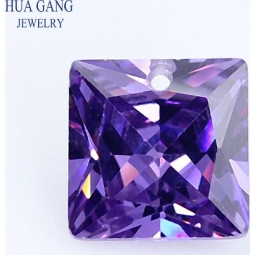 Single Hole AAAAA Square Shape Purple Cubic Zirconia Stone For Jewerly Making 4x4~12x12 High Quality