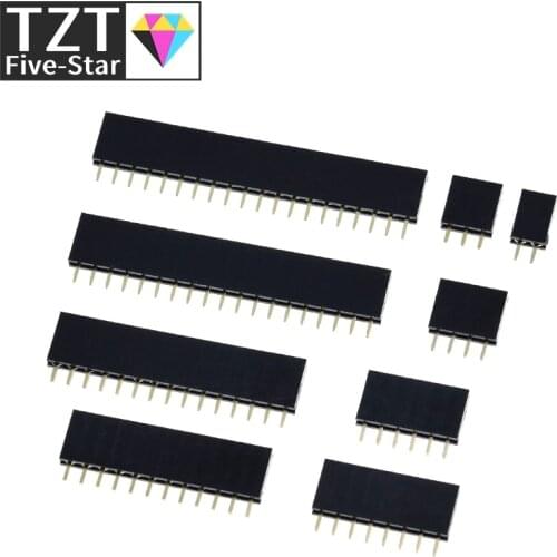 10PCS Single Row Pin Female Header Socket Pitch 2.54mm 1*2P 3P 4P 6P 8P 12P 15P 20P 40P Pin Connector For Arduino