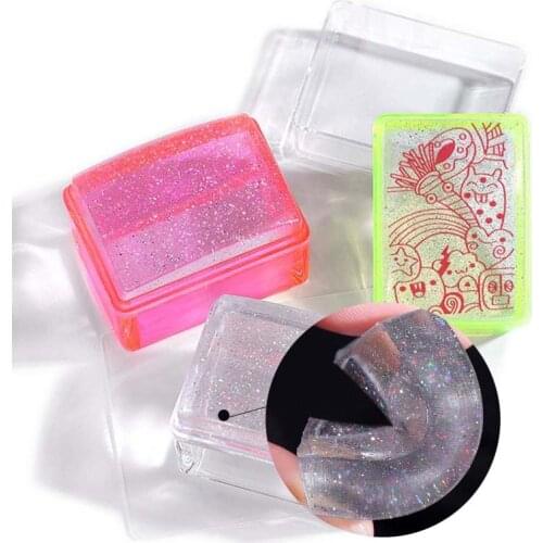 1 Set Clear Nail Art Stamper Scraper Set Transparent Silicone Marshmallow Polish Templates Nail Stamp Manicure Tool