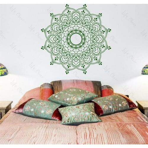 Removable Indian Buddha Mandala Green Wall Decal Vinyl Wallpaper Artist Home Living Room Decoration Bedroom Wall Decoration