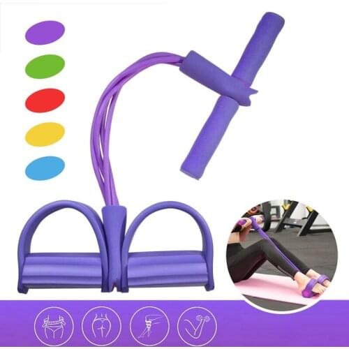 Sport Equipments 4 Tubes Latex Foot Elastic Pull Rope Muscle Fitness Workout Pedal Resistance Bands Ankle Puller Indoor