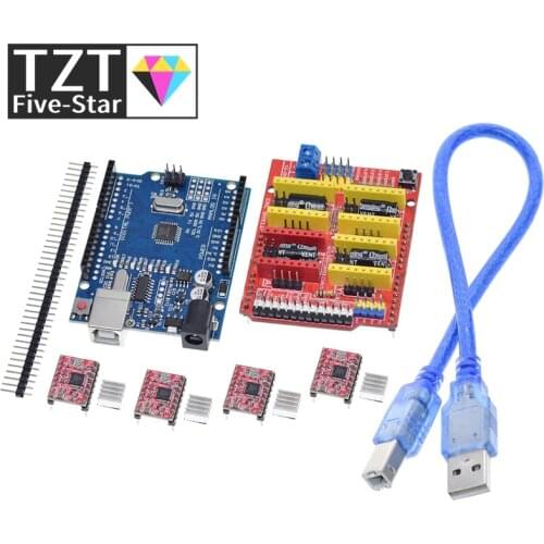 TZT cnc shield v3 engraving machine 3D Printer+ 4pcs A4988 driver expansion board for Arduino + UNO R3 with USB cable