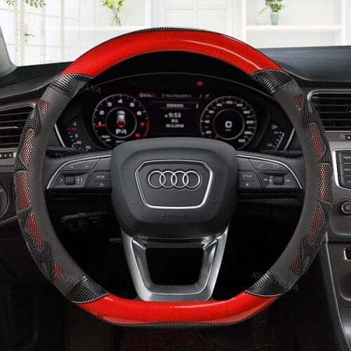 Carbon Fiber Leather Sport Car Steering Wheel Cover Non-slip for Audi A1 A3 A4L A6L A3 Q2L Q3 Q5L Q7 A5 A7 TT Auto Accessories