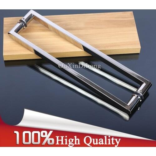 High Quality 304 Stainless Steel Frameless Shower Bathroom Glass Door Handles Pull / Push Handles Glass Mount Chrome Finished