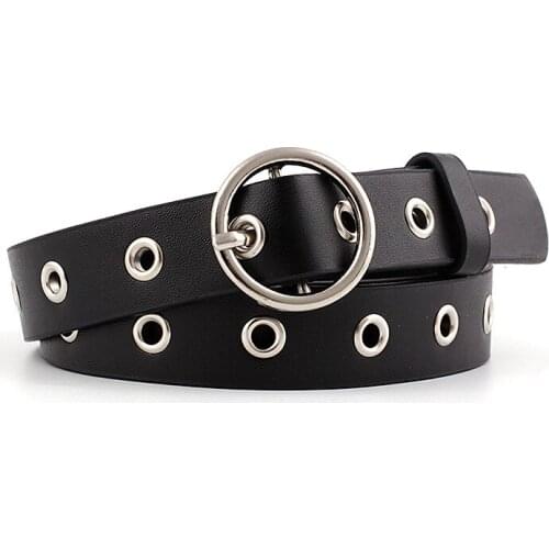 Women leather belt Round Metal pin buckle Circle Belts Hot Brand fashion Punk Ring for Women belt ladies jeans with dress belt